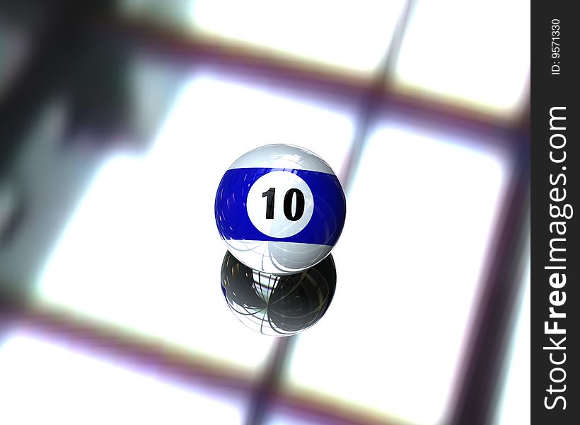 One pool billiard ball on bright background