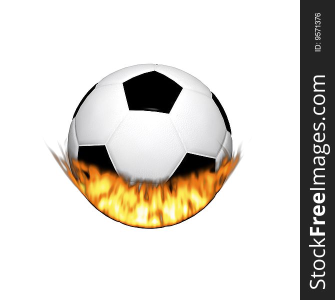 Fire soccer ball isolated on a white background