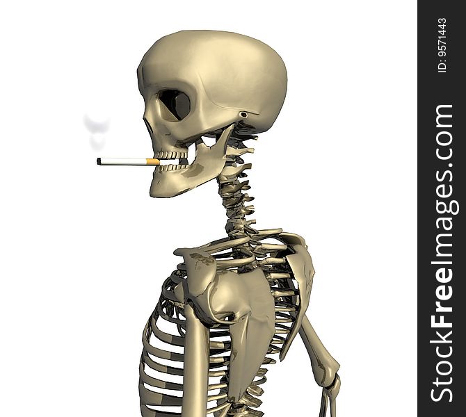 3D skull with cigarette