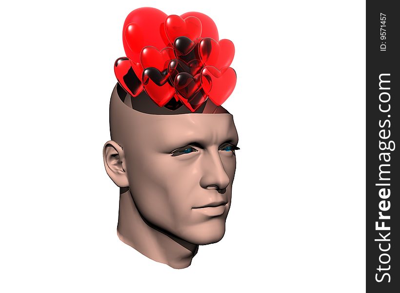 3D Men Cracked Head With Heart