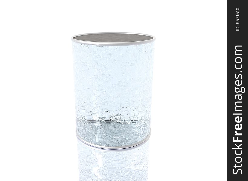 Empty 3D cracked glass can