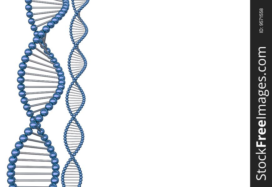 Abstract 3d illustration of background with dna structures at left side. Abstract 3d illustration of background with dna structures at left side