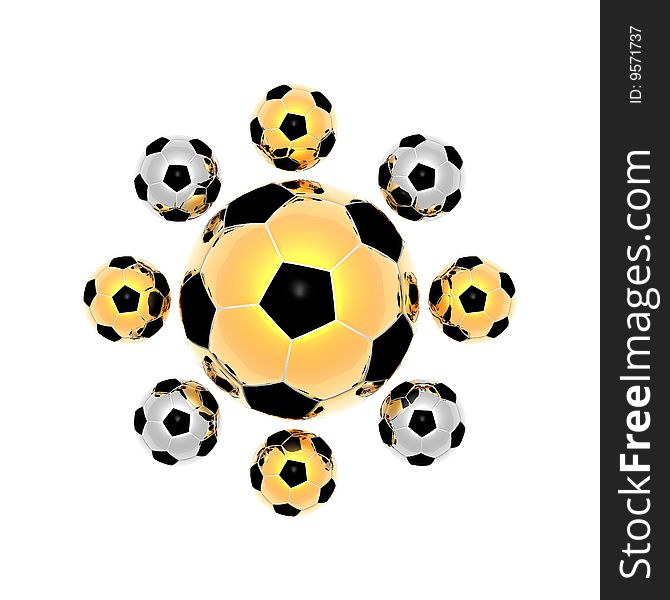 3d Soccer balls isolated on a white