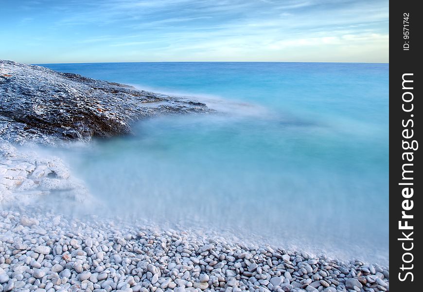 Slow shutter speed in the evening somewhere on the Adriatic beach. Slow shutter speed in the evening somewhere on the Adriatic beach.