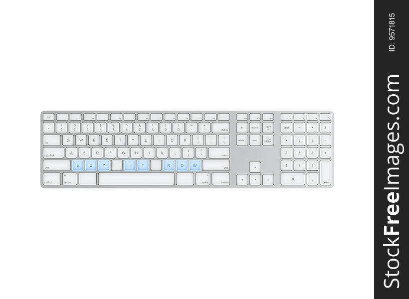 Keyboard with text isolated on white background