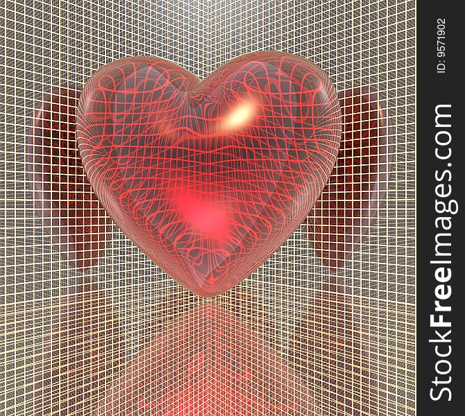 Red heart on a grid background