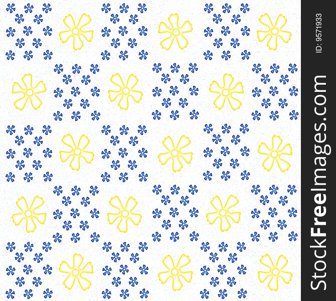 Background with blue and yellow flowers
