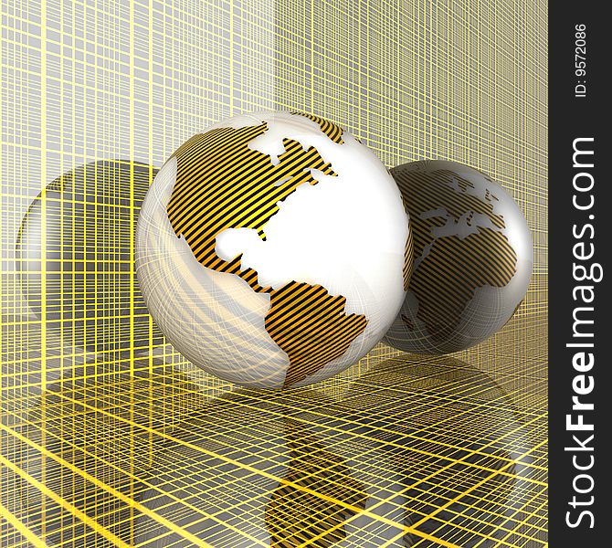 3d earth with stripes texture
