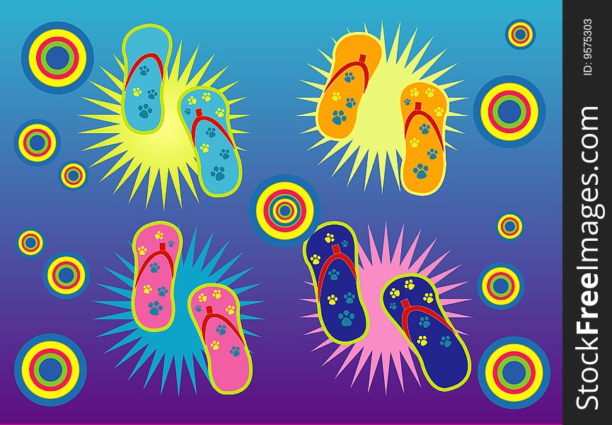 Vector illustration on grunge flip flop background. Vector illustration on grunge flip flop background