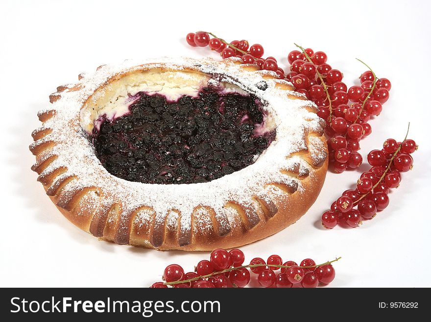 Fancy bread with berry on a white background