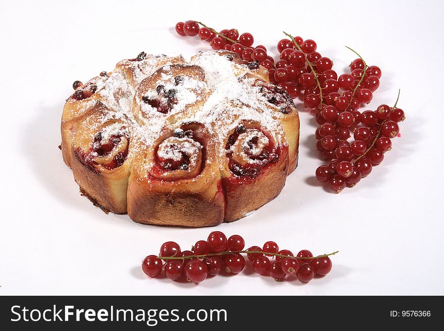 Fancy bread with berry on a white background