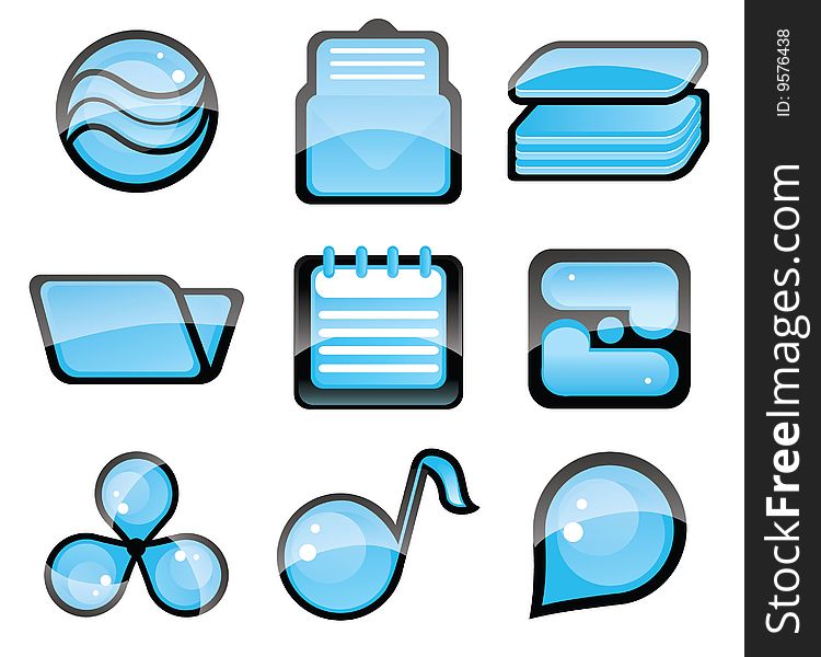 Set of blue icon, vector illustration