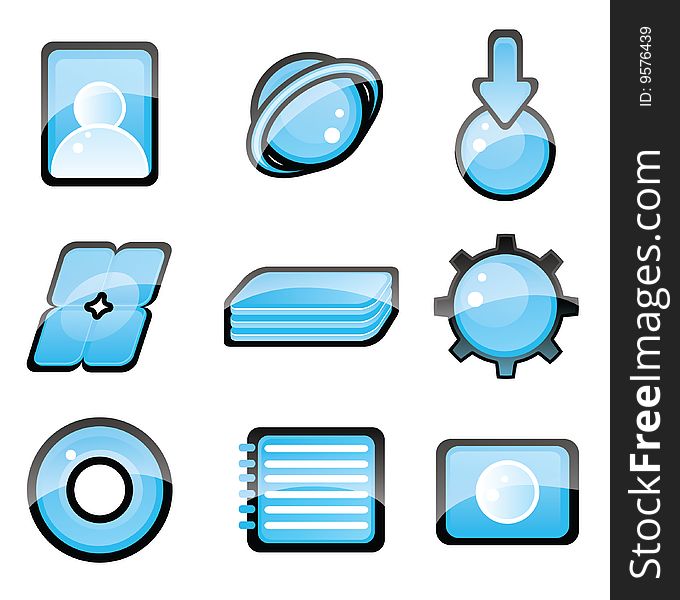 Set of blue icon, vector illustration