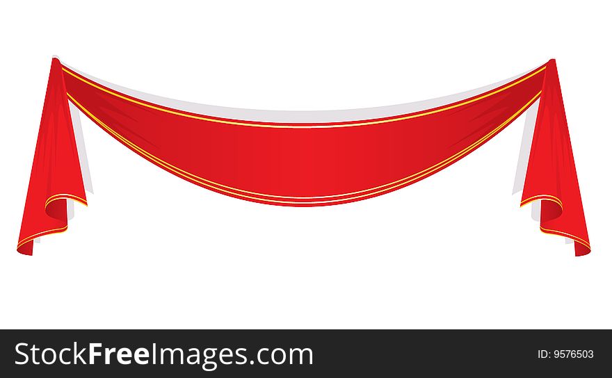 Red ribbon on white, vector illustration