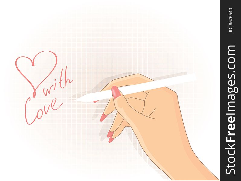 Women's hand writing, vector illustration