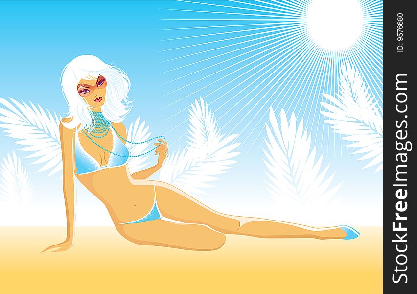 Girl in bikini, vector illustration