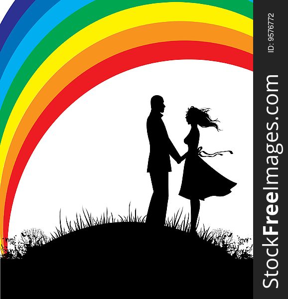 Man and woman, color rainbow