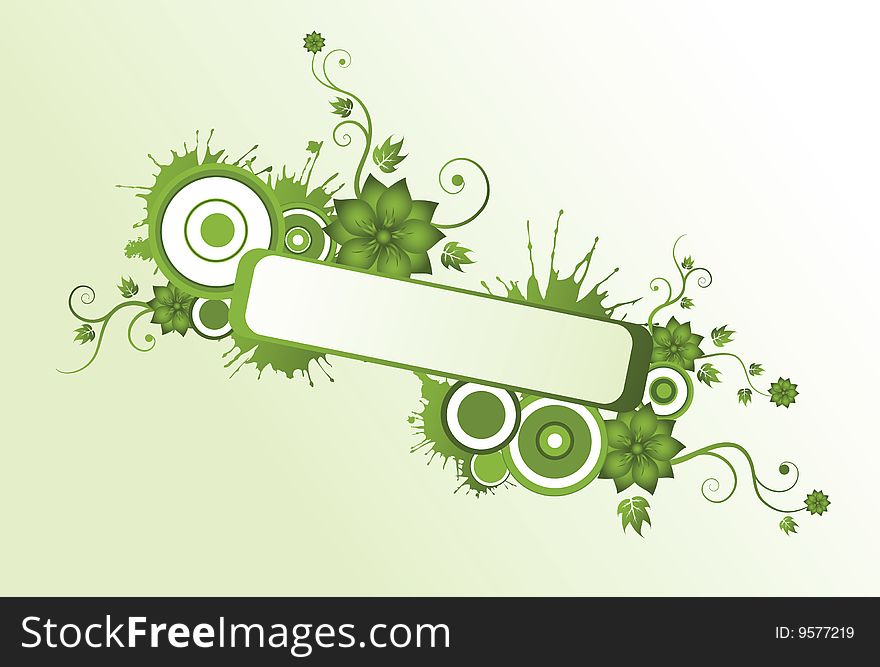 Green floral frame in modern style