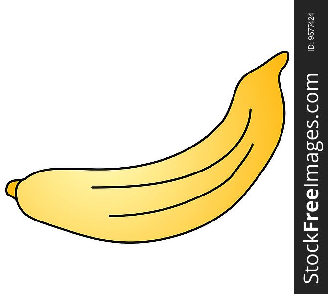 A childish  illustration of a banana isolated on white background.