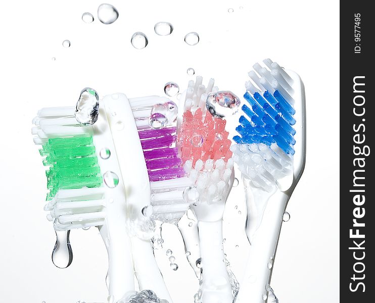 Toothbrushes and water drop.Healthcare