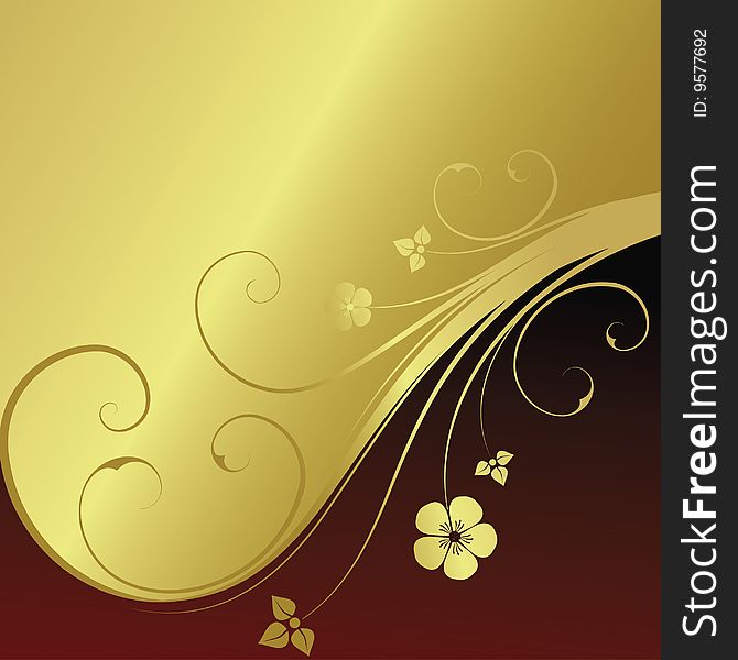 Golden floral background for text