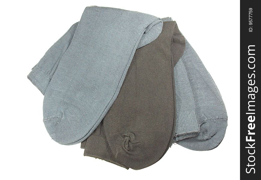 Brown and grey socks isolated