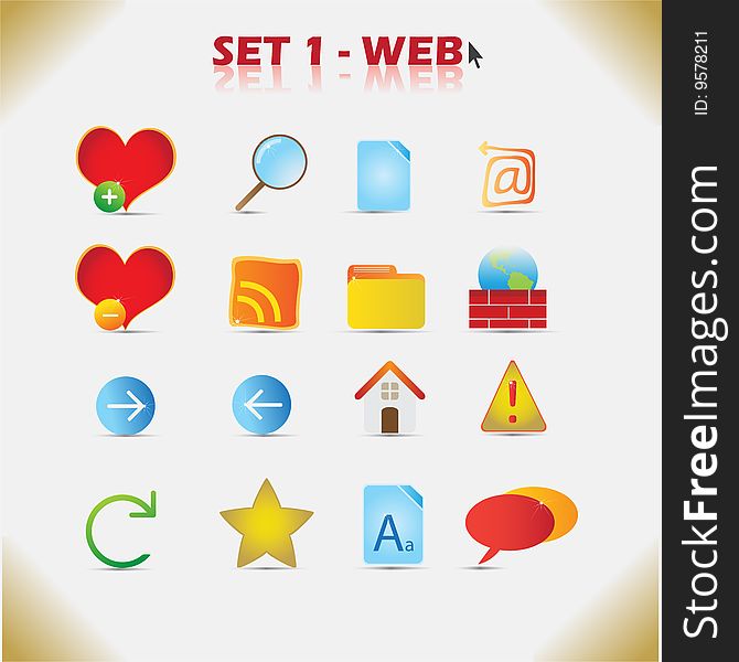 Sixteen net and web colorful icons. Sixteen net and web colorful icons