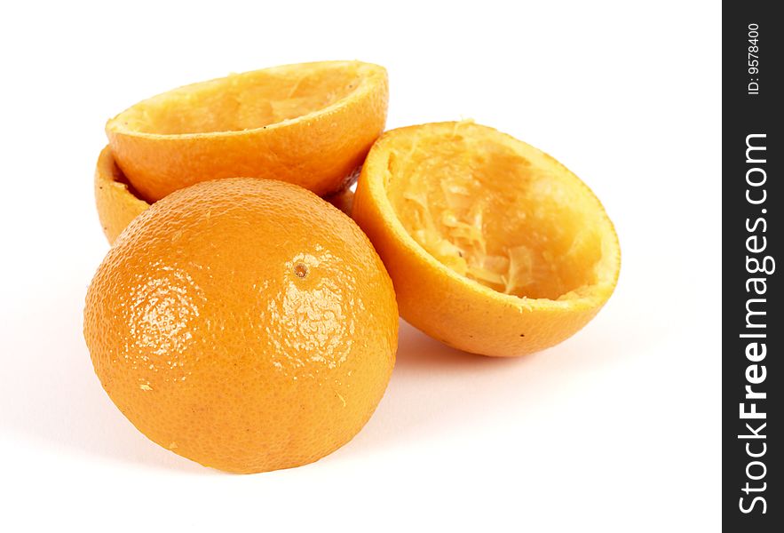 Orange peel stacked on a white. Orange peel stacked on a white