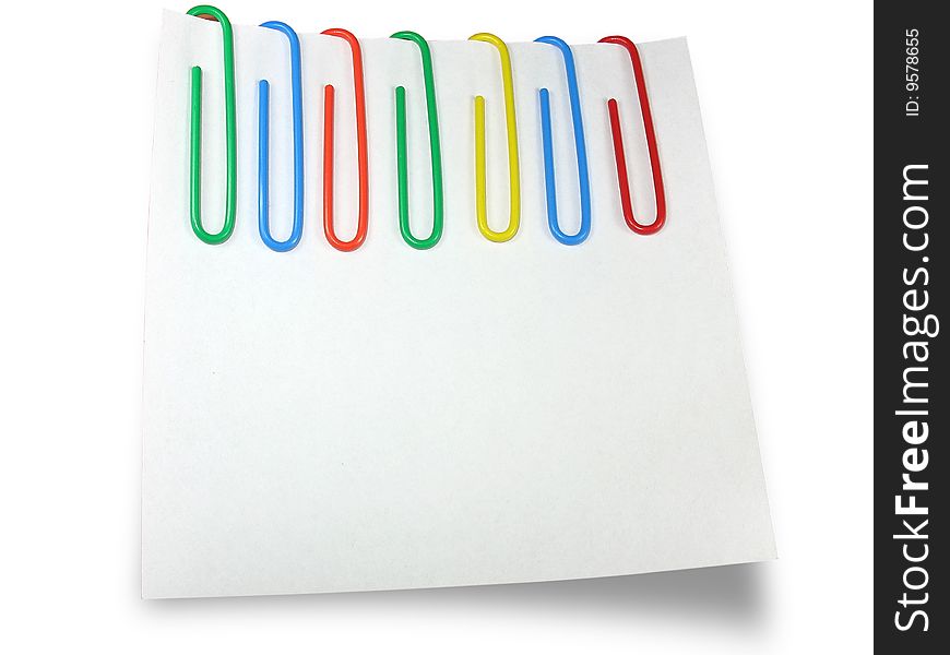 White reminder paper with multicolor clips