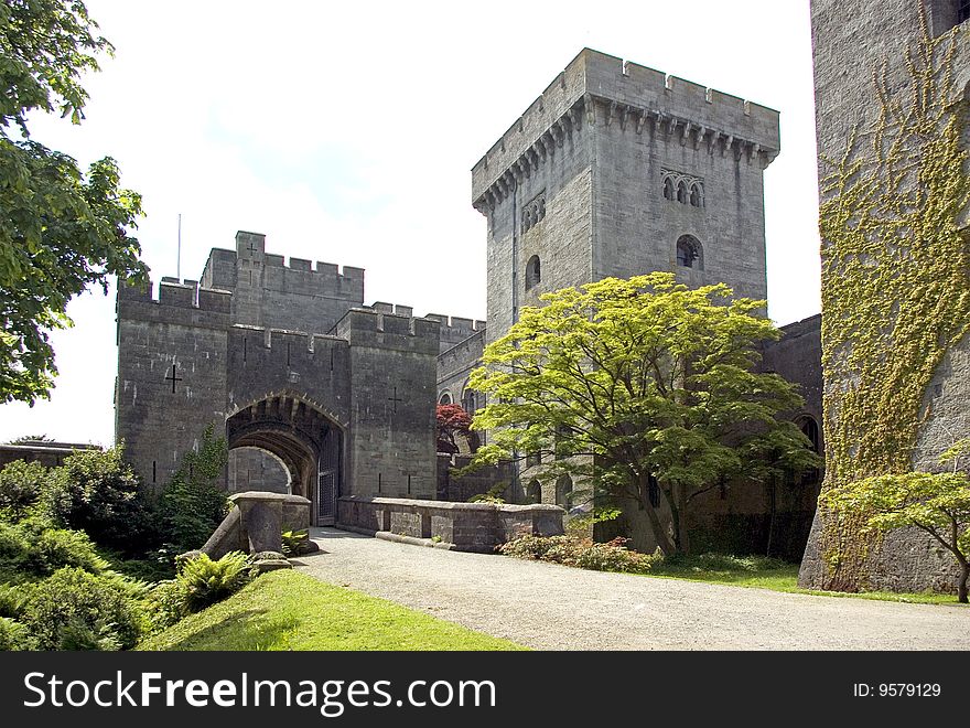 View up the drive towards the Gatehouse of Penrhyn Castle in Bangor North Wales. View up the drive towards the Gatehouse of Penrhyn Castle in Bangor North Wales.