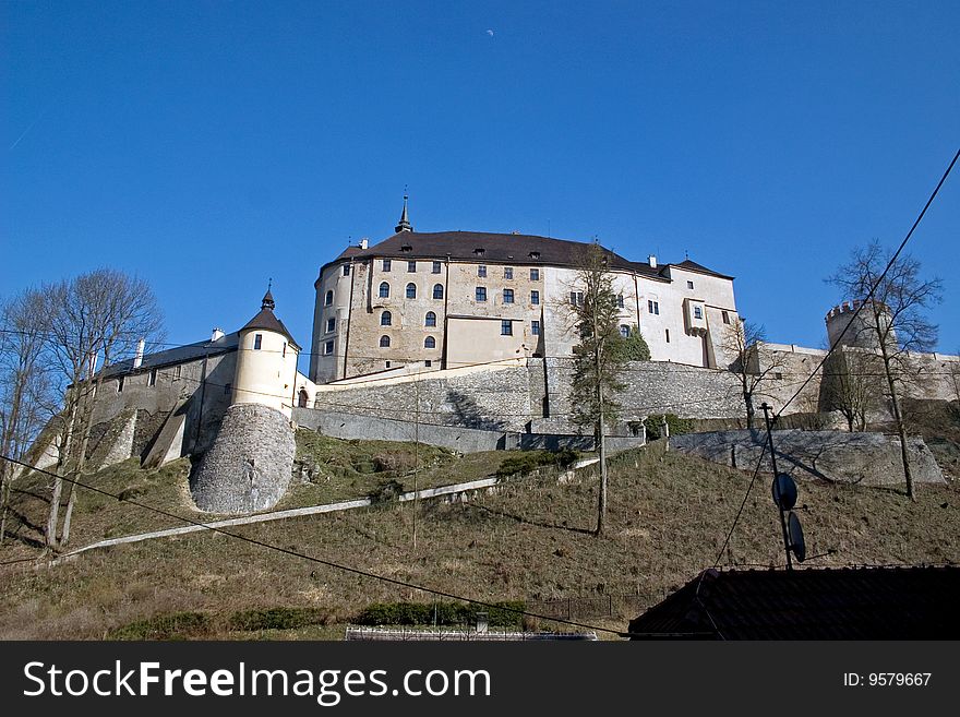 Castle Czech Sternberk next middle stream of river Sazava
