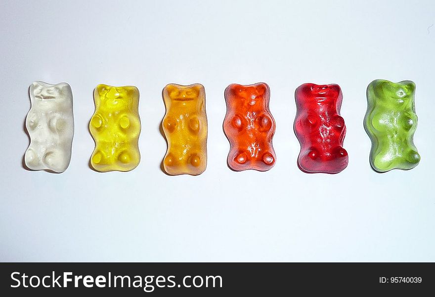 Gummy Bears in a White Surface