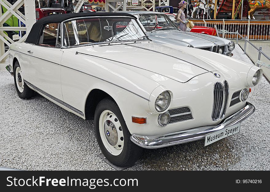 White Classic Car Beside White Silver Classic Car