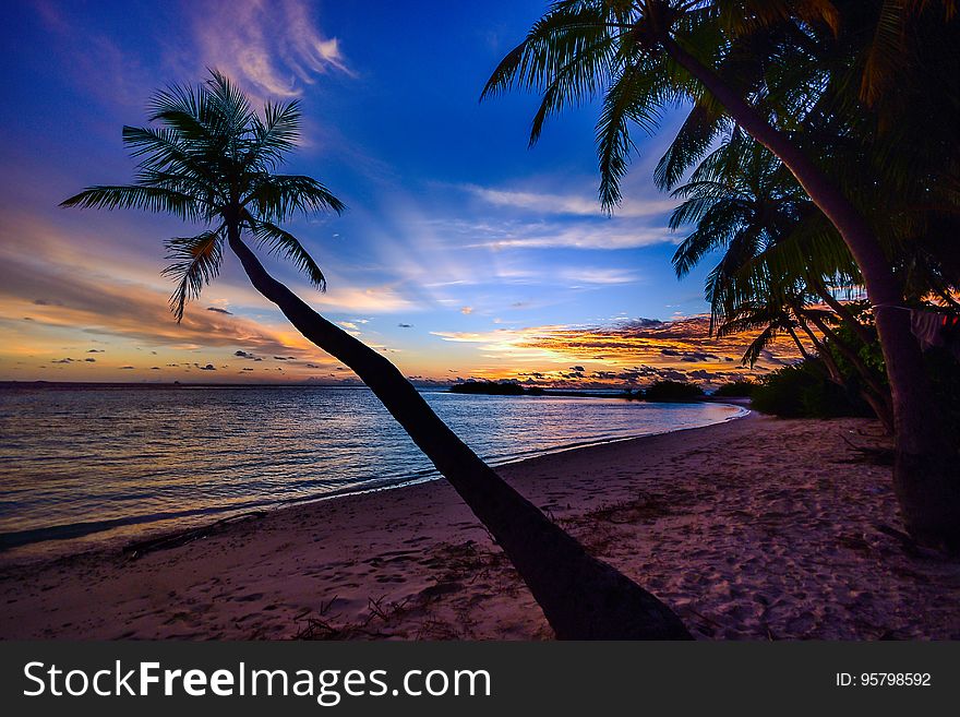 A beautiful sunset on a tropical beach.