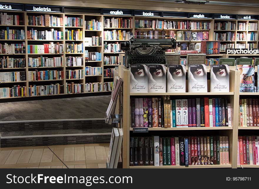 View Of Books In Shelf