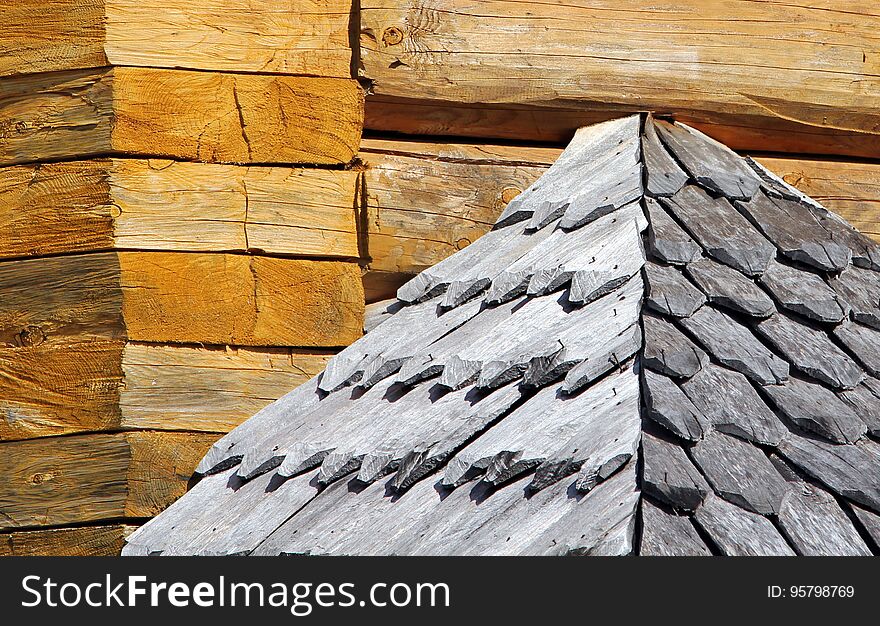 Wall and roof of a log house. Wall and roof of a log house