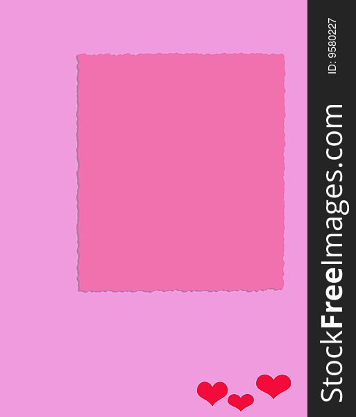 Pink background with hearts in corner. Pink background with hearts in corner