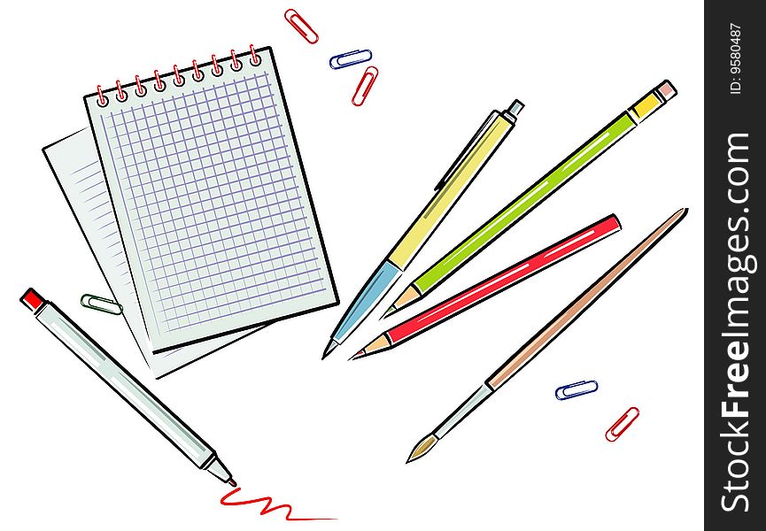 Vector illustration on white background - office utensils. Vector illustration on white background - office utensils