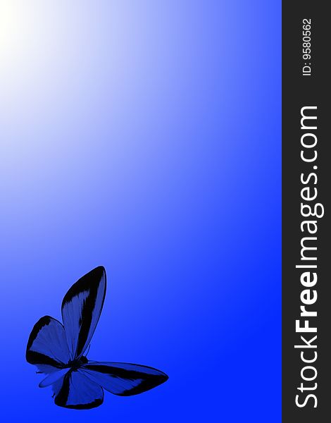 Gradient blue background with butterfly
