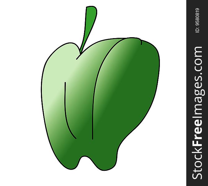 A childish vector illustration of a green pepper isolated on white background.