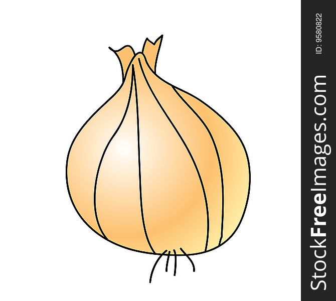 A childish vector illustration of an onion isolated on white background.