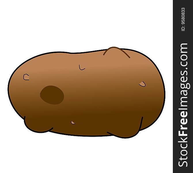 A childish vector illustration of a potato isolated on white background.