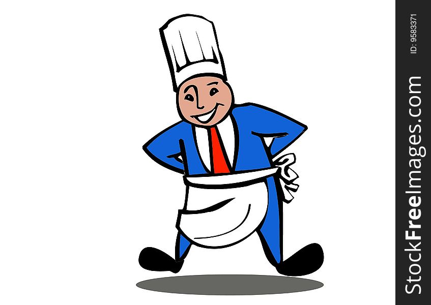 Chef ready to cook with his apron and hat. Chef ready to cook with his apron and hat.