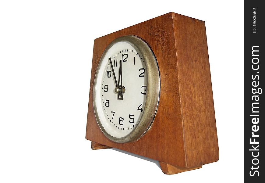 Retro Antique Clock Isolated Over White