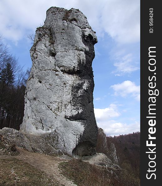 Hercules' club- white limestone rock near Cracow, Poland. Hercules' club- white limestone rock near Cracow, Poland