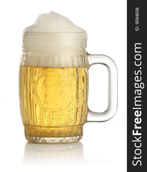 Glass of cold and fresh golden beer