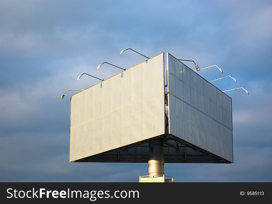 Blank big billboard over blue sky