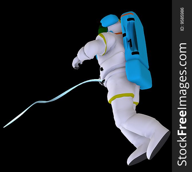 Rendering of an astronaut with Clipping Path over black