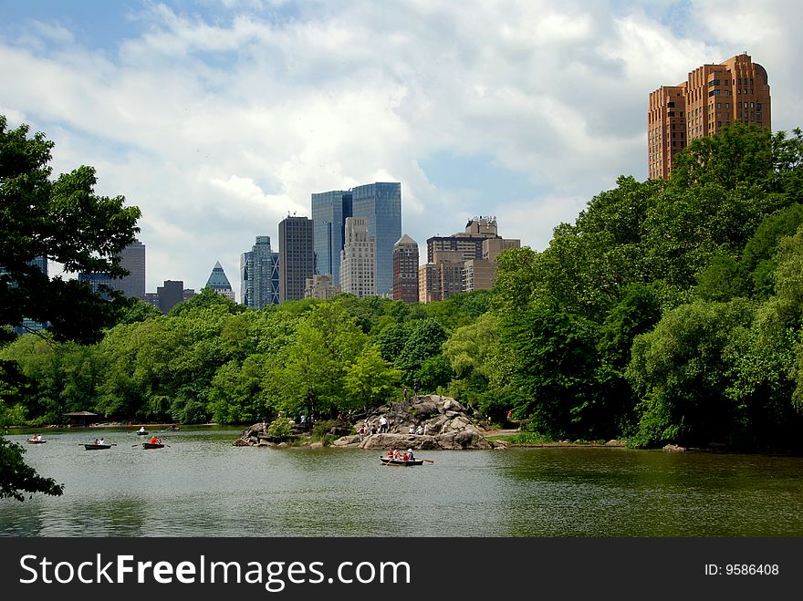NYC: Central Park Boating Lake and Skyline