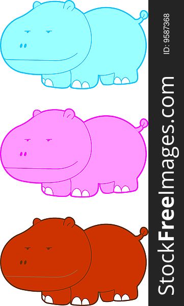 Cyan, Magenta, and Red Hippopotamus. Cyan, Magenta, and Red Hippopotamus